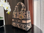 medium lady 24 black pink embroidery canvas