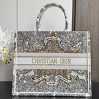 CD Book Tote 41.5 Beige White Canvas Around The World