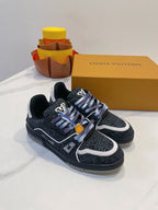 TRAINER SNEAKER IN BLACK MONOGRAM DENIM FABRIC