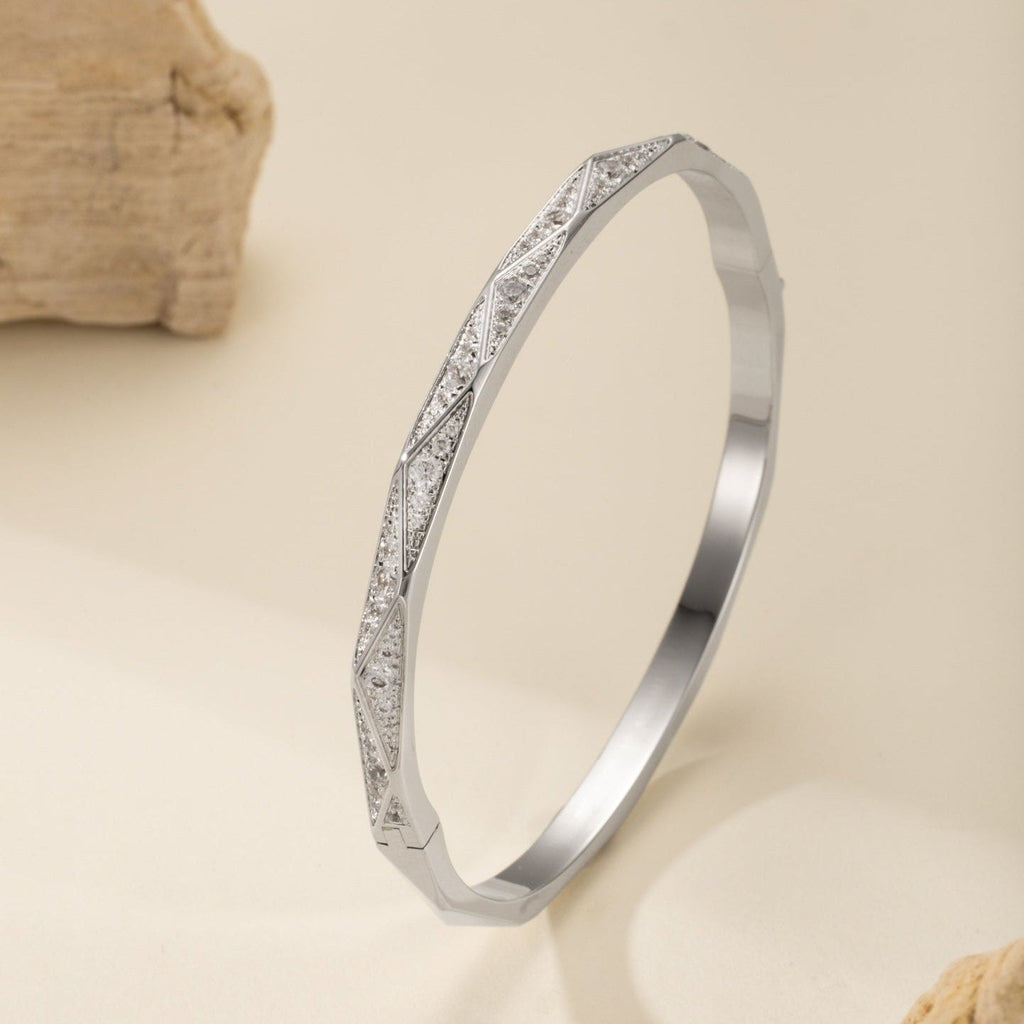 Laurence Gra Signature Silver Diamond Paved Bracelet