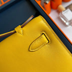 HM Kelly Pochette 22cm Yellow Swift Silver Hardware
