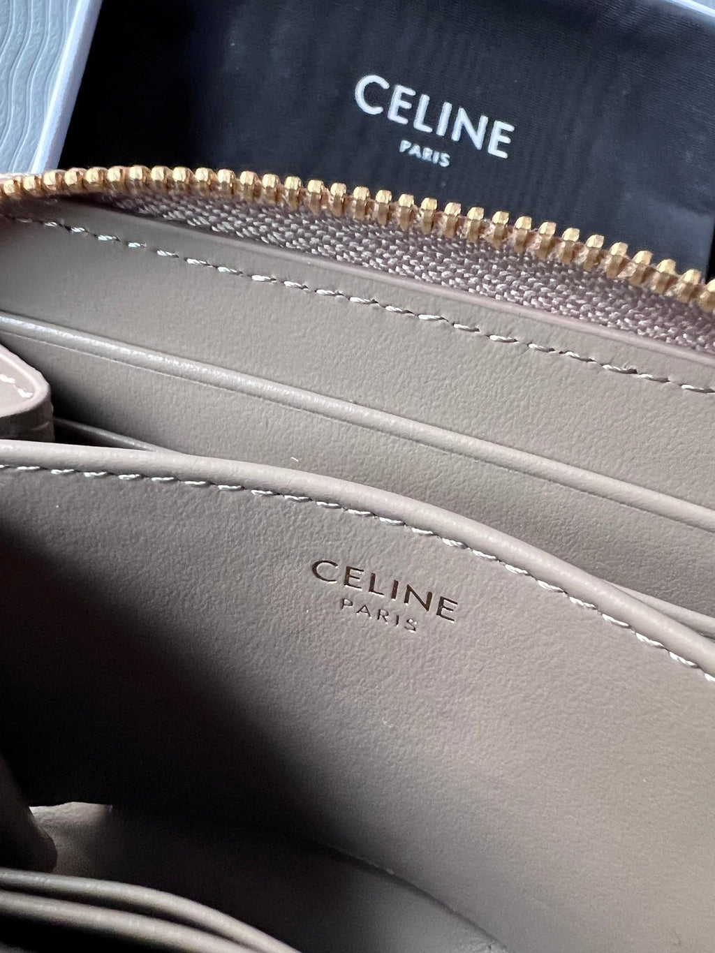 TRIOMPHE Compact Zipped Wallet Modern Taupe Cowhide Leather