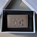 TRIOMPHE 10B703 Card Holder Modern Taupe Cowhide Leather