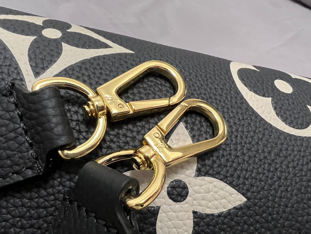 madeleine 30 black white grained embossed calfskin