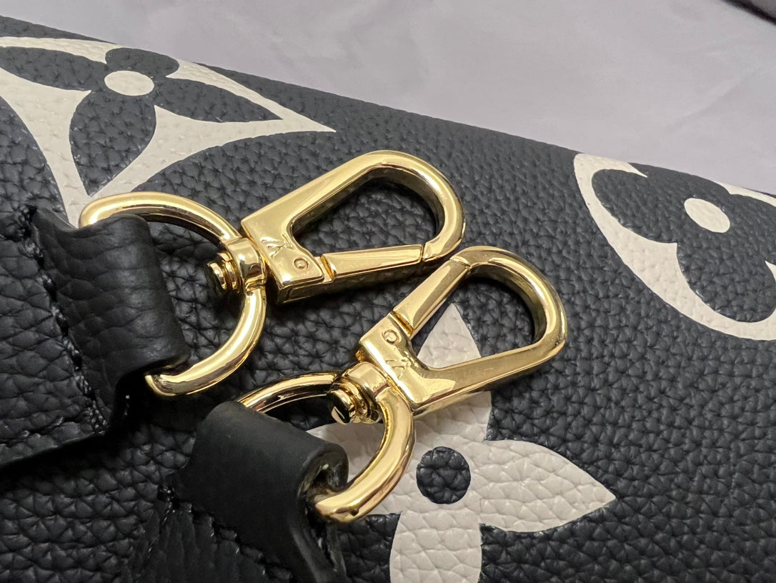 madeleine 30 black white grained embossed calfskin