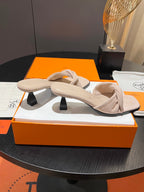 HM Giny Sandal 5.5 Light Beige Suede Calfskin 680062