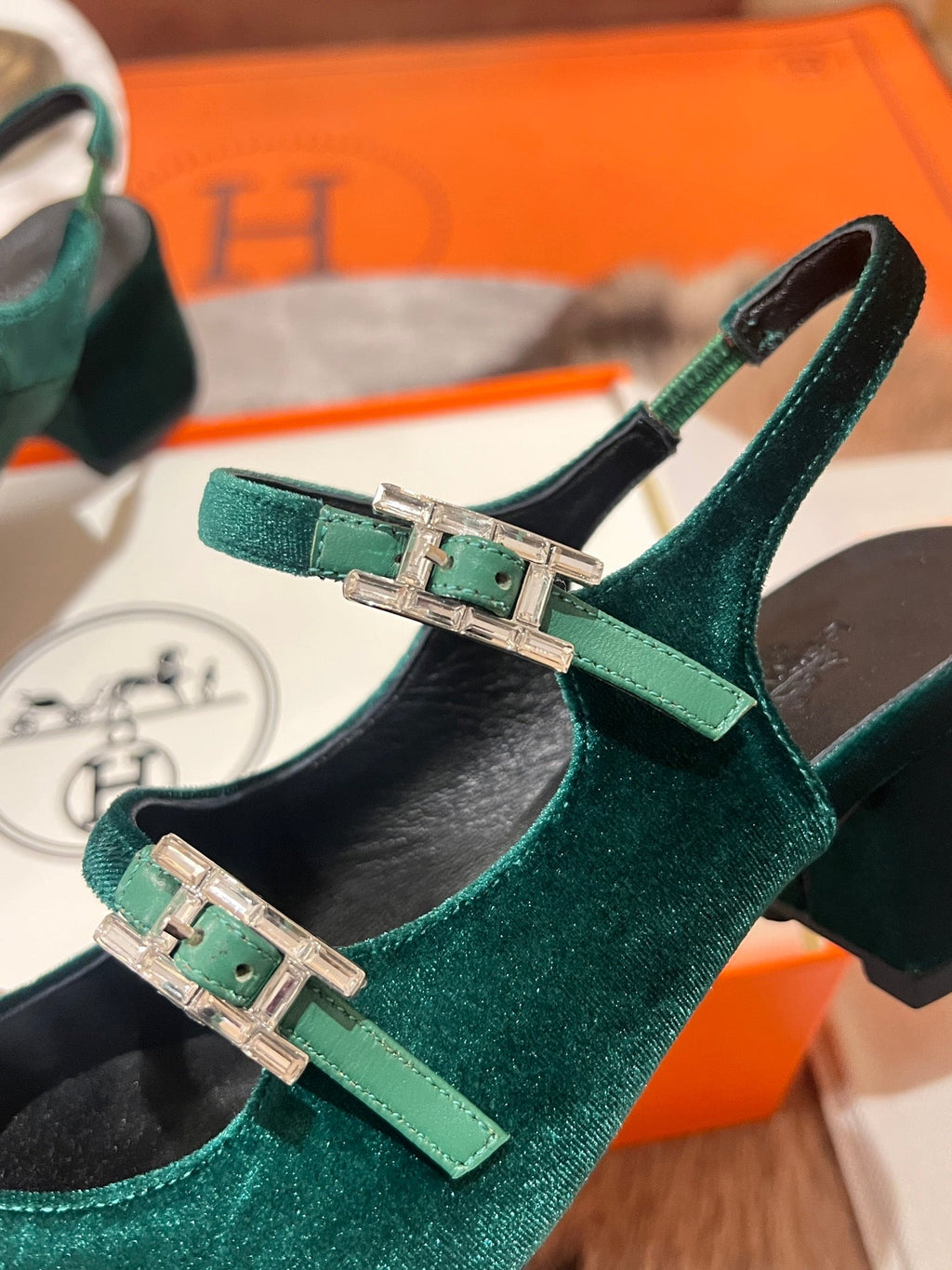 HM Jackie 50 Pump Teal Green Velvet 680232