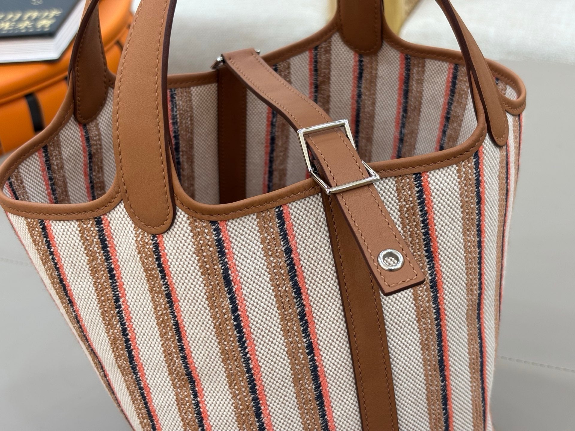 HM Picotin Lock 18 Bag Brown Taurillon Clemence Leather Embroidery 269974
