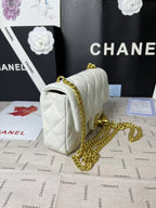 25C Mini Flap 19cm White Lambskin Gold Heart Hardware