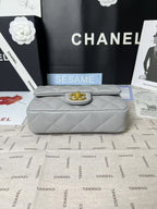 25C Mini Flap 19cm Grey Lambskin Gold Heart Hardware