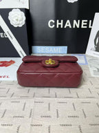 25C Mini Flap 19cm Burgundy Lambskin Gold Heart Hardware