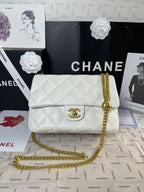 25C Mini Flap 24cm White Lambskin Gold Heart Hardware