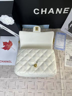 25C Mini Flap 24cm White Lambskin Gold Heart Hardware