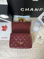 25C Mini Flap 24cm Burgundy Lambskin Gold Heart Hardware