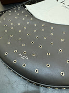 ONE PIECE DEMI LUNE BAG 31 IN BLACK SHEEPSKIN EYELET DETAILING