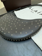 ONE PIECE DEMI LUNE BAG 31 IN BLACK SHEEPSKIN EYELET DETAILING