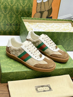 Gucci 2025 G74 Sneakers Brown Beige Suede Canvas 885901
