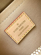SPEEDY BANDOULIÈRE 20 IN WHITE MONOGRAM JACQUARD AND BEIGE CALFSKIN TRIM