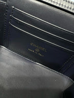 CC 25S Small Vanity 17cm Dark Blue Grained Calfskin Light Gold Hardware