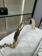 CC 25S Small Vanity 17cm White Grained Calfskin Light Gold Hardware