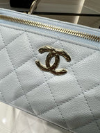 CC 25S Small Vanity 17cm Cloud Blue Grained Calfskin Light Gold Hardware