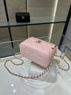 CC 25S Small Vanity 17cm Pink Grained Calfskin Light Gold Hardware