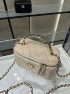CC 25S Small Vanity 17cm Beige Grained Calfskin Light Gold Hardware