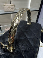 CC 25S Small Vanity 17cm Black Grained Calfskin Light Gold Hardware