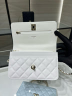 cc 25S Woc Top Handle 19cm White Grained Calfskin Light Gold Hardware