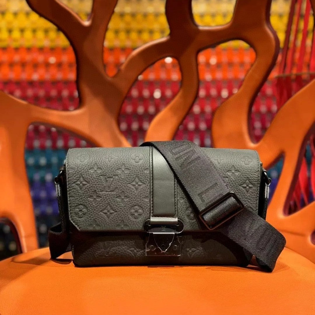 LV S-Cape Messenger Bag 28cm Black Taurillon Monogram leather