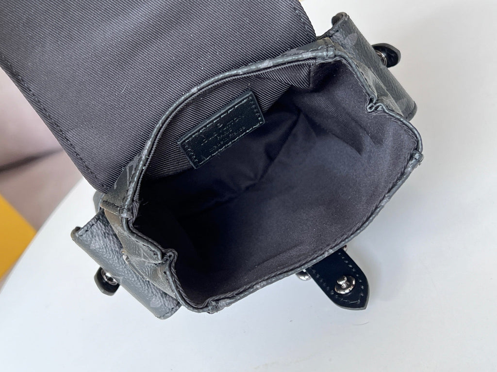 LV 24 Nano Christopher Handbag Black Monogram Eclipse Canvas