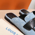 LV 25C Flat Mule Blue Pastel Monogram Cowhide 218316