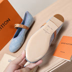 LV 25C Romy Flat Blue Pastel Monogram Denim Fabric With gold logo 218310