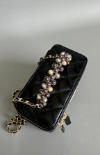 CC Vanity Case Pearl 17cm Black Lambskin Gold hardware
