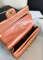 flap bag medium 25 brown lambskin gold hardware
