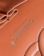 flap bag medium 25 brown lambskin silver hardware