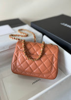mini flap bag 17 brown lambskin gold hardware