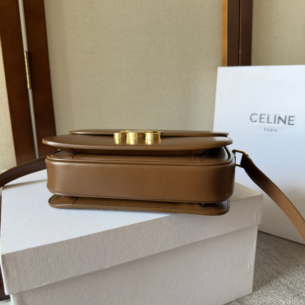 classique triomphe 22 dark brown calfskin gold hardware