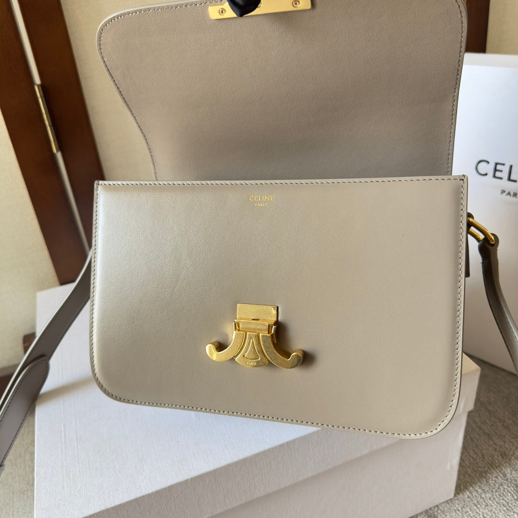 classique triomphe 22 grey calfskin gold hardware