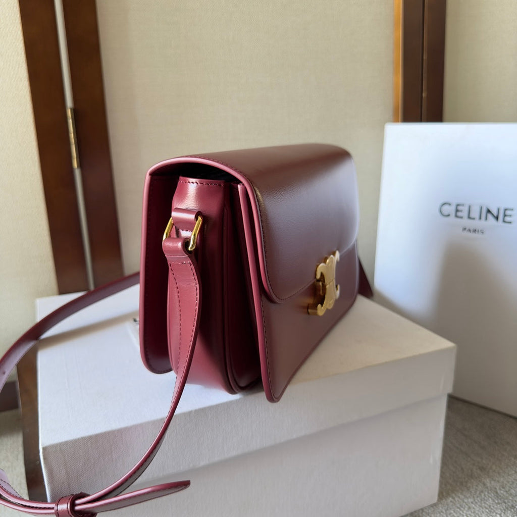 classique triomphe 22 dark red calfskin gold hardware