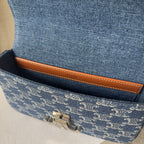 CHAIN SHOULDER BAG CLAUDE 20 IN BAYOUX BLUE TRIOMPHE DENIM SILVER HARDWARE