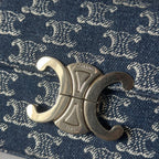 CHAIN SHOULDER BAG CLAUDE 20 IN BAYOUX BLUE TRIOMPHE DENIM SILVER HARDWARE