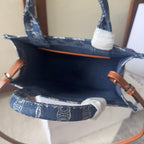 SMALL CABAS THAIS 25 IN BAYOUX BLUE TRIOMPHE DENIM AND BRONZE BROWN CALFSKIN