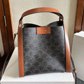 Celine 2025 Cube Bag 21cm Black Tan Canvas Calfskin 276297