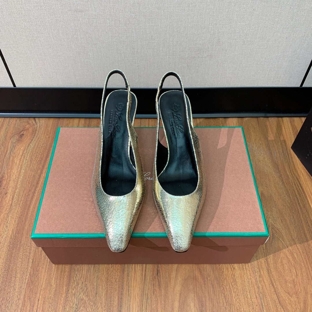 Rebecca Slingbacks 50 Black Gold Calfskin