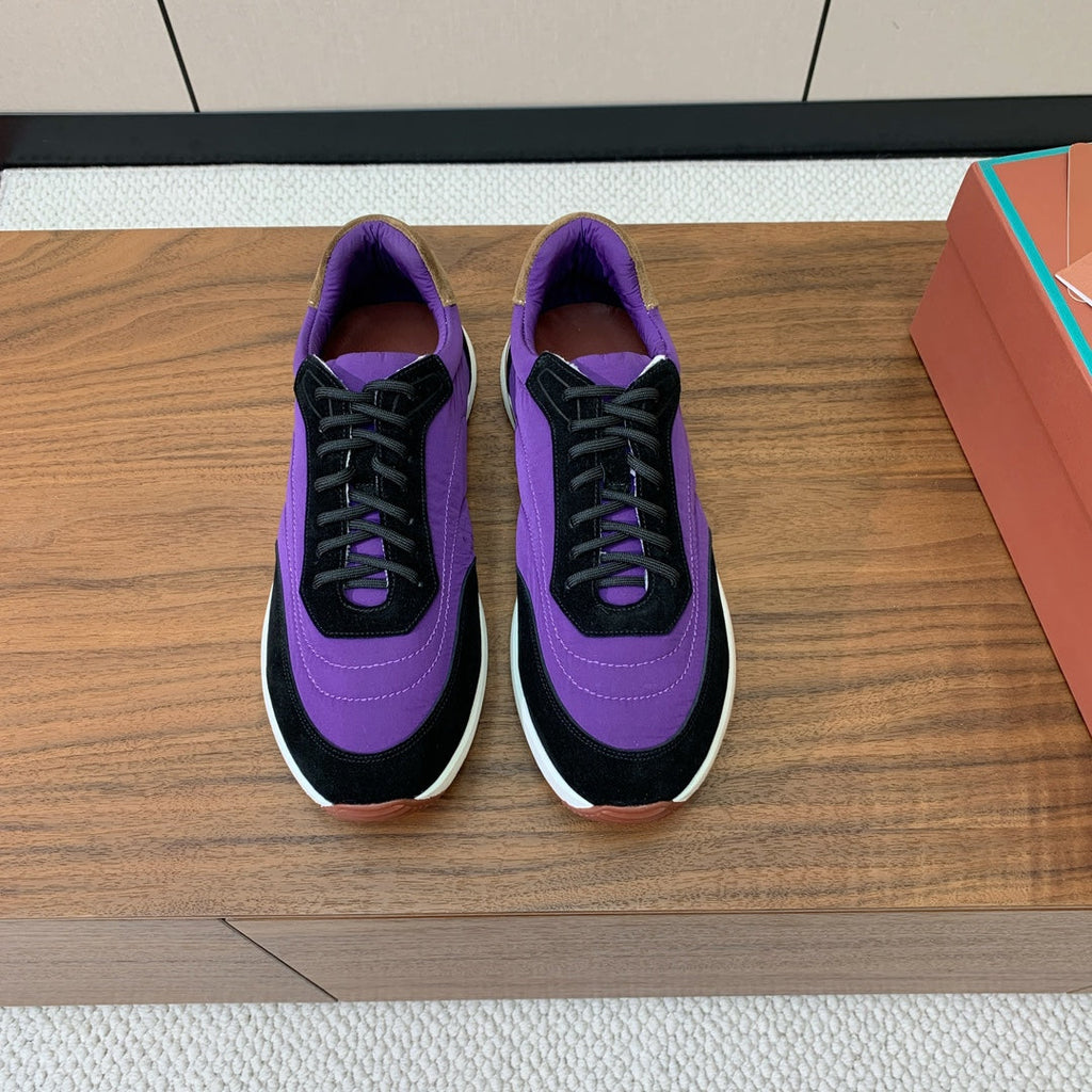 LP Week End Walk Sneaker In Purple Mix Black Denim Fabric And Sudede 984390