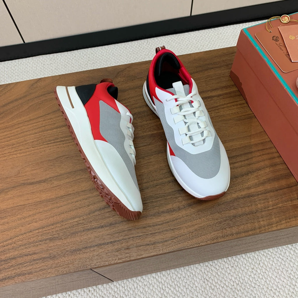 LP Week-End Walk Sneaker In Grey White Mix Red Black Mesh Fabric 984407