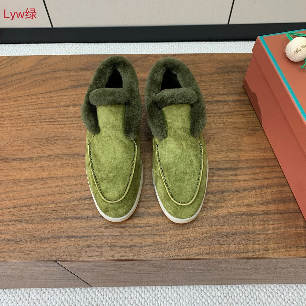 LP Open Walk Ankle Boot Green Fur Suede 550894