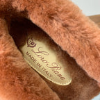LP Summer Charms Walk Loafers Brown Suede & Tan Brown Rabbit Fur 549535