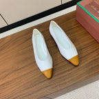 LP Rebecca Ballet Flats In White Mix Yellow Brown Cowhide 984358